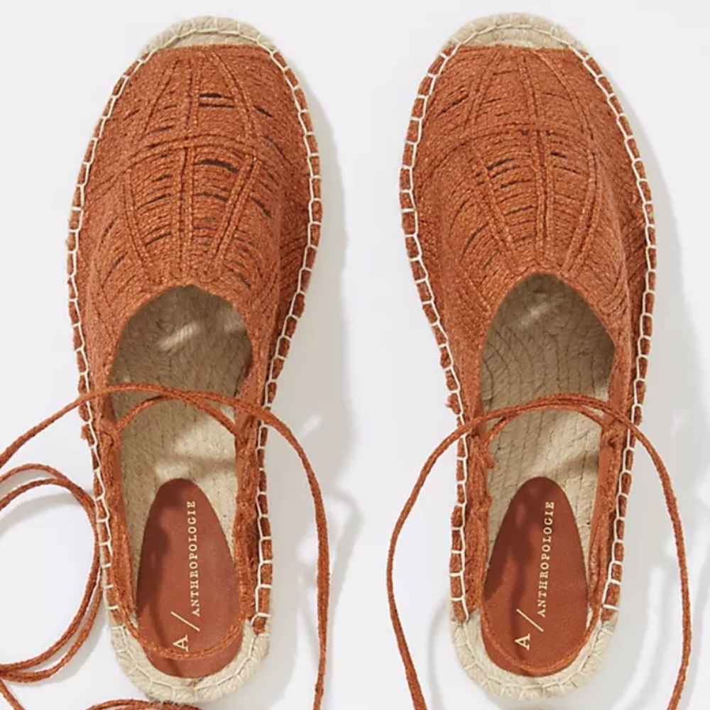 Anthropologie Josephine ankle tie sandals rust color size 8 new in box